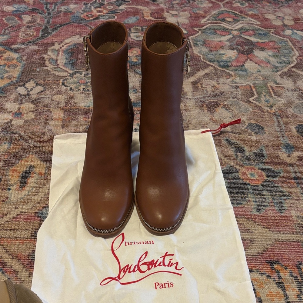 Christian Louboutin Brown Heeled Boots with Red Sole (never worn) - Picture 3 of 6